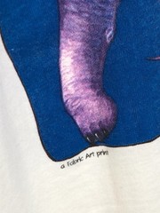 Vtg Fabric Art White Single Stitch Dinosaur Apatosaurus Nature USA Made XL