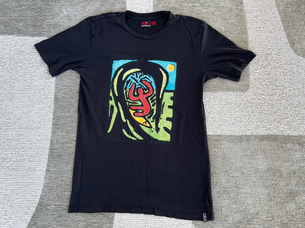 Quiksilver Black Shirt Mens S Surfer Art Outdoor Skater Y2k Grunge Surfwear