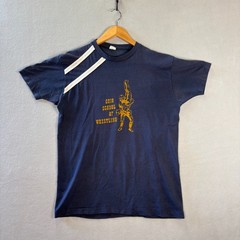 VTG 70s Ohio State Wrestling T Shirt Mens XL 20×27 Blue Champion Blue Bar
