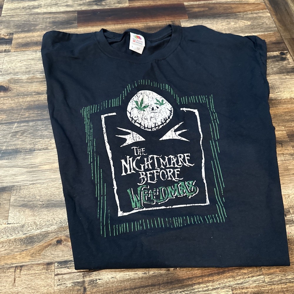 NEW Funny Marijuana Nightmare Before Weedmas Unisex Crewneck T Shirt Tee