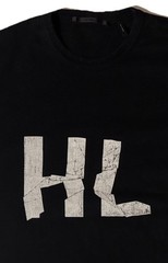 Helmut Lang Crinkle Crumple Logo Tee Shirt Black Men’s Large 100% Cotton