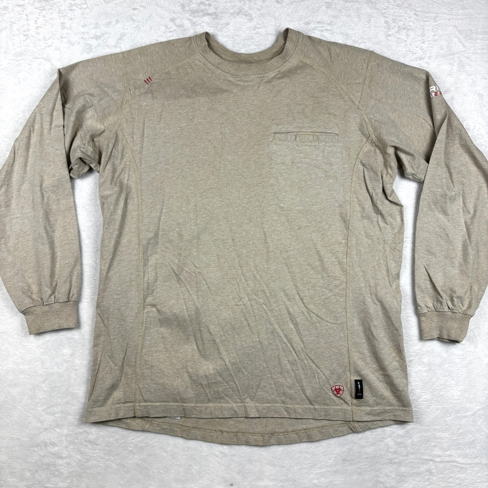 Ariat FR Flame Resistant T Shirt Mens M Beige Long Sleeve Cat 2 IRC2 2112