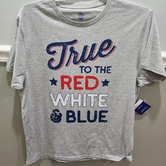 AMERICA TRUE TO THE RED WHITE & BLUE MENS GRAY T-SHIRT SIZE XL (46-48) NEW