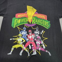 Mighty Morphin Power Rangers Mens Graphic T-Shirt Black Cotton Size M 13487