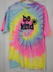 Unisex 2X Tee T-shirt “Be Kind” Tie Dye Pink Yellow rainbow Short Sleeve Pride