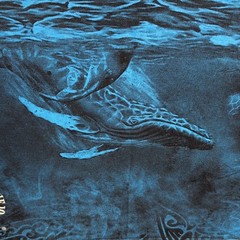 Ocean Whales Shirt Adult 2XL XXL Blue Graphic All Over Screen Print Mens