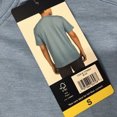 Lands End Mens Classic Fit Stretch Tee Shirt BLUE Crewneck SMALL Short Sleeve
