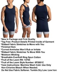 12 Blue Black Gray Red L 42-44 A-Shirt Tanks Fruit Of The Loom G 107-112 CM