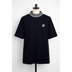 WE11DONE High Neck Logo 1/2 T-Shirt Mens Black Short Sleeve Graphic Logo XS