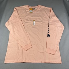 Carhartt Men’s Heavyweight Loose Fit Long Sleeve Logo T-Shirt XL Tall Peach