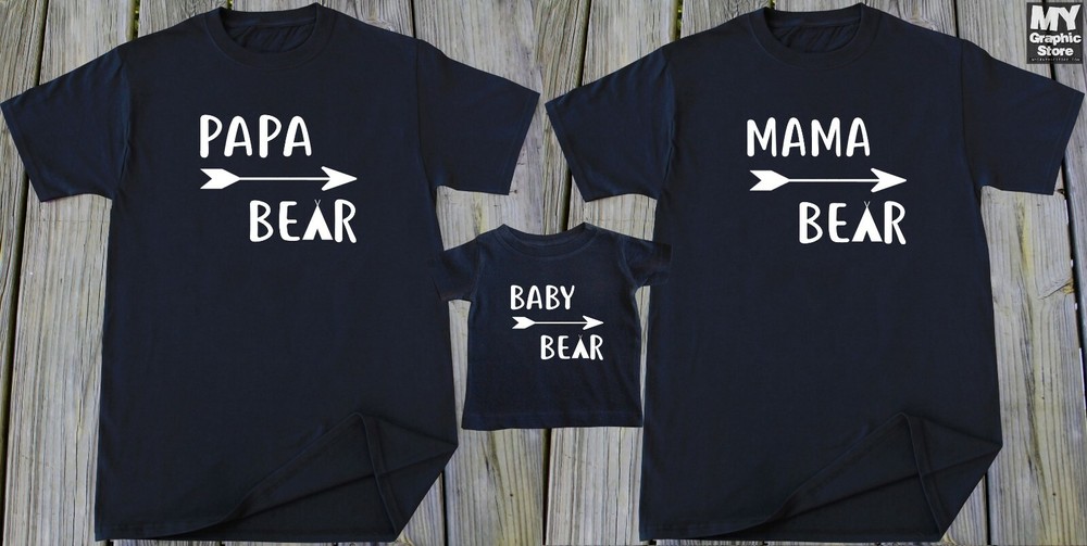 Bear Matching T-shirt Papa Baby Mama Bother Sister Grandpa Family Matching Tees