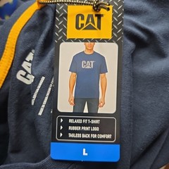 CAT Men’s Logo Workwear Relaxed Tee Blue Size L NWT – Machine Washable