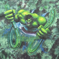 Vintage 90s Hulk Universal Studios Hollywood T-Shirt Men XL Green Tie Dye Marvel