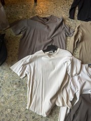 Claiborne Men’s Knit Shirt Lot – SS (2) Cream Olive; LS (4) Cream Olive Tan Blk