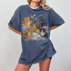 Cute Kitten Graphic T-Shirt, Vintage Cat Lover Tee, Comfort Colors Ivory Shirt,