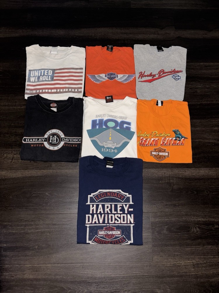 VTG Y2K T-Shirt Lot OF 7 Harley Davidson Biker Motorcycle L XL 2XL 3XL