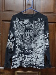 Unbranded Black Long Sleeve T-Shirt $100 One Hundred Dollars Design Sz L NO TAGS
