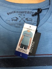 Buffalo David Bitton Mens Blue Graphic Tee T-Shirt Crew LARGE NWT