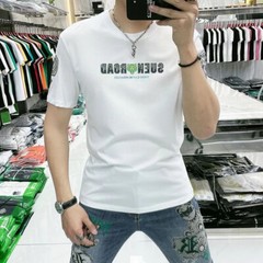 New Fashion Trend Tiger Hot Diamonds Rhinestone Summer Luxury Men Cotton T-Shirt