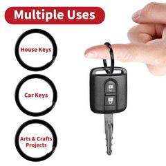 40 Pack Black Key Ring Keychain Assorted in 4 Sizes Metal Round Split Key Cha…