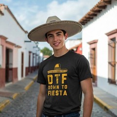 Mens DTF Down to Fiesta T Shirt Funny Sarcastic Cinco De Mayo Party Sombrero Tee