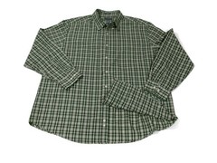 Saddlebred Mens Casual Shirt Size XXL Green Plaid Button Down Easy Care