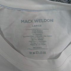 Mack Weldon Shirt Mens L White Modal Cotton Spandex Crew Neck Tagless NWOT