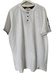 Free Planet Men’s White Henley T-Shirt XL USA Patch Cotton Short Sleeve NWOT