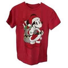 Disney Mickey Mouse Tee Santa Claus Christmas Holiday T-Shirt Men’s Size Small