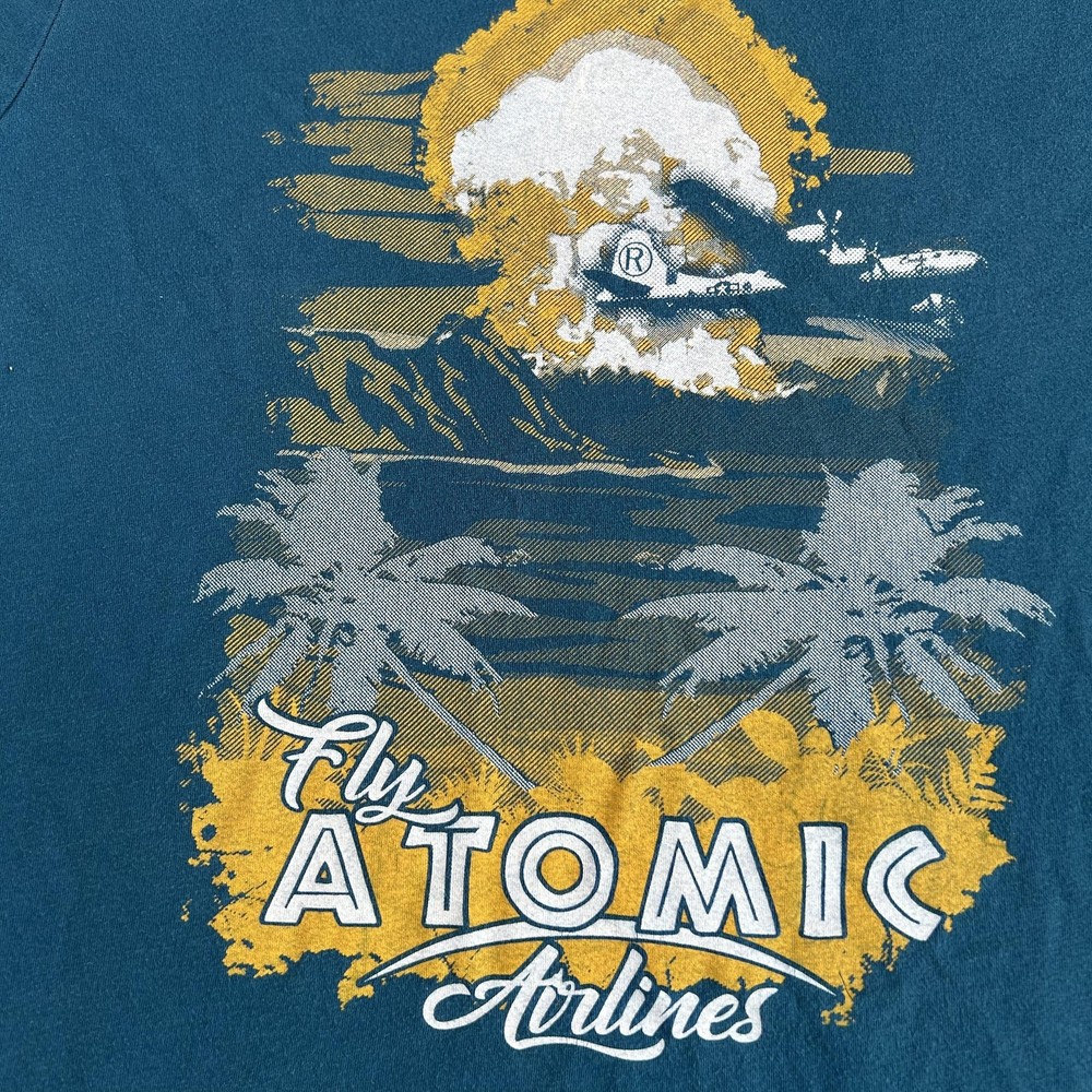 Grunt Style Shirt Mens Large Teal Fly Atomic Airlines Graphic Short Sleeve Tee
