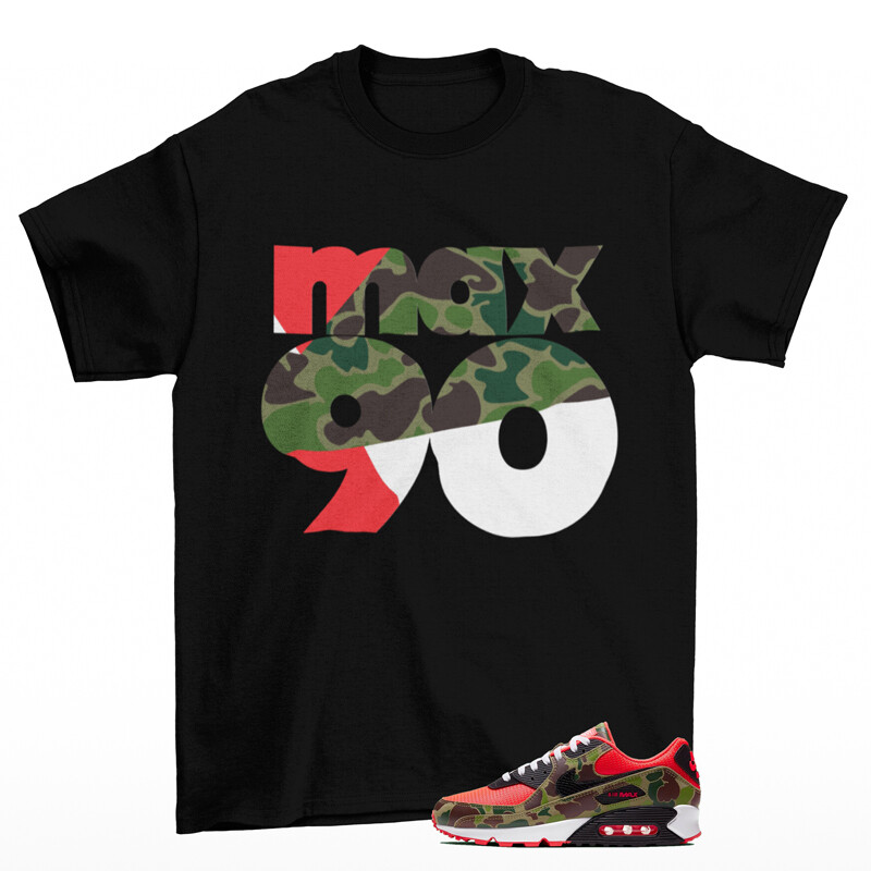 Throwback Sneaker Shirt Black to Match Air Max 90 Reverse Duck Camo CW6024-600
