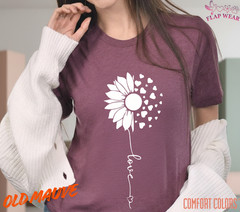 Unisex Sunflower Heart Love T shirt Men T shirt Women valanity day Romantic