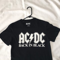 AC DC T Shirt Mens size S Black Graphic Back In Black Short Sleeve Tee Rock Band