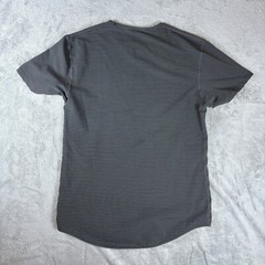 BYLT Drop Cut Lux Crew Neck Shirt Mens Medium Black Grey Striped Short Sleeve