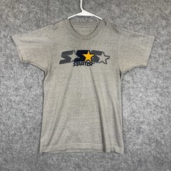 Vintage Starter Logo T-Shirt Single Stitch Gray 90s Sportswear Made USA Small