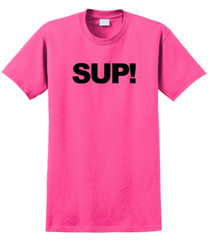 Sup T-Shirt Short Sleeve Graphic Tee Unisex apparel Text logo design.