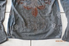 Xzavier Legendary Cross Rhinestone Grunge All Over Print Affliction Shirt S i131