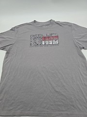 Reel Life T-Shirt Men 2XL Gray Graphic Print American Flag…#37364