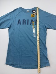 Ariat Shirt Mens LT Blue Rebar Long Sleeve Logo Graphic Tee Workwear Preshrunk