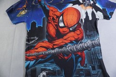Marvel Spiderman Shirt Mens Medium Blue All Over Print Front and Back Wrap