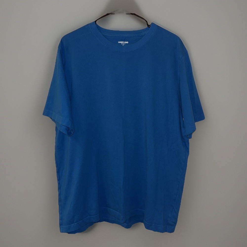 Lands’ End Men’s T-Shirt XL Blue Cotton Short Sleeve Super T Classic Dad Beach
