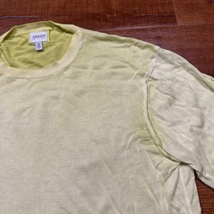 Armani Long Sleeve T Shirt Mens L Yellow Ombre Acid Wash Thin Luxury Designer