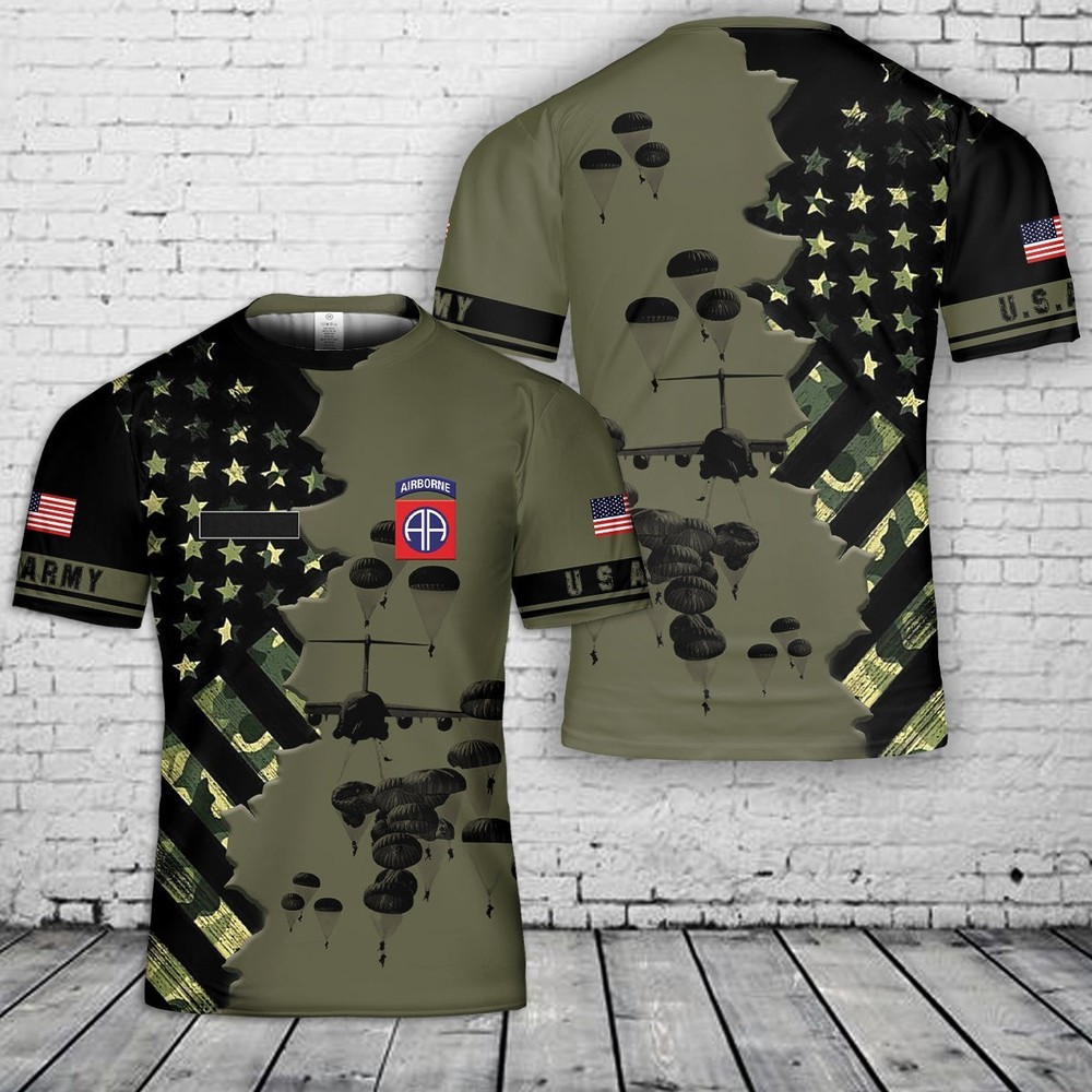 Custom Name US Army Paratroopers With The 82nd Airborne 3D Shirt size S-5XL
