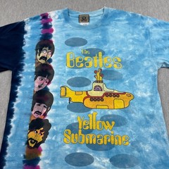 Vintage The Beatles T Shirt Mens Medium Blue Yellow Submarine Tie Dye 90s