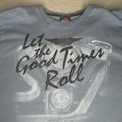 Harley-Davidson Shirt Mens Large Blue Let The Good Times Roll Lone Wolf Spokane