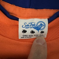 Vintage Sea Trek Royal Caribbean Tshirt Puffy Words Neon Orange One Size Fit All