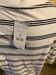 New Look Men’s Medium White & Black Stripped Tee Casual T-Shirt Short Sleeve