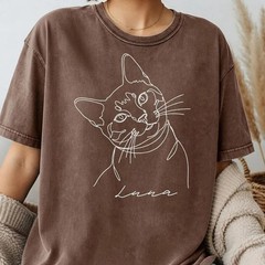 Custom Pet Outline Comfort Tee Personalized Dog Cat Animal Portrait Shirt Gift