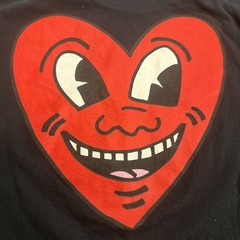 Keith Haring Ripple Junction Graphic Heart Adult Men’s Black T-Shirt Size Large