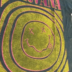 Official Nirvana Smiley Face Distressed Band Tee Shirt Green Size Small